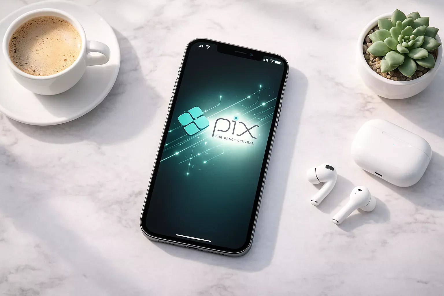 Smartphone com logo do Pix simbolizando método de pagamento instantâneo no Brasil